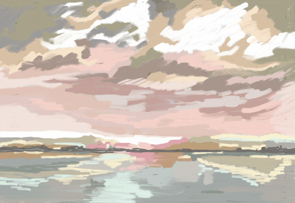 Pink Sunset Reflections by Jenna Alheit — canvas wall art