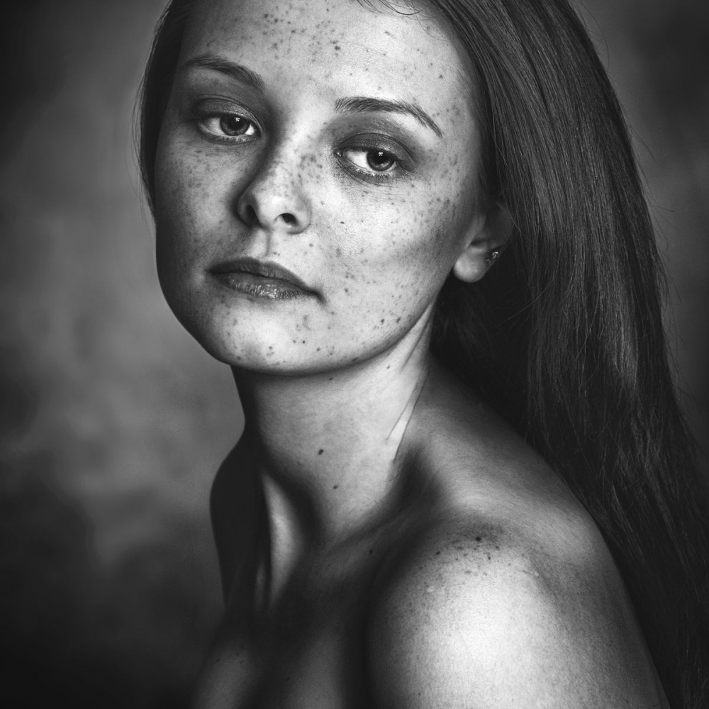 Pensive Freckled Woman by Jozef Kiss — canvas wall art