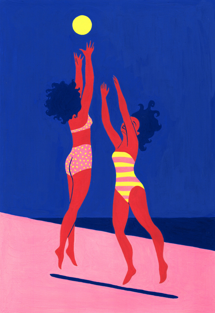 Volleyball Beach Fun by Julie Lesouef — canvas wall art