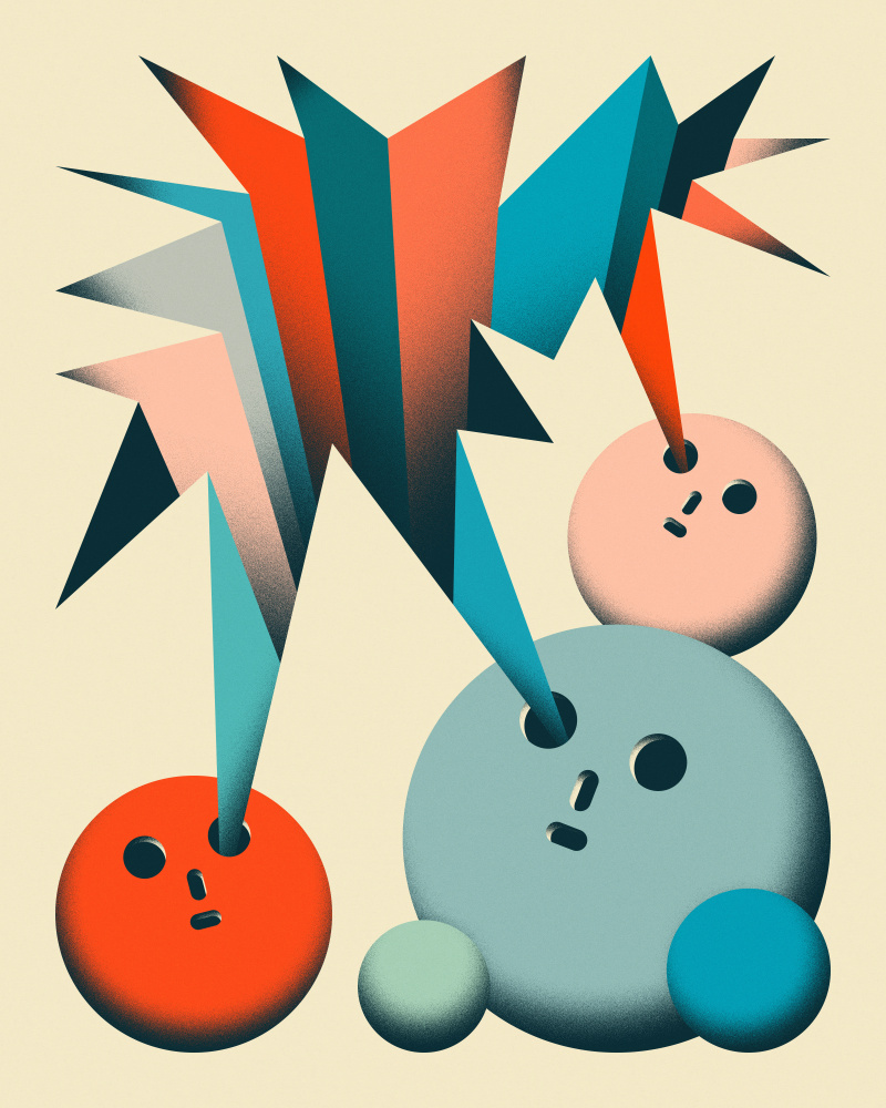 Geometric Burst Faces by Jazzberry Blue — canvas wall art