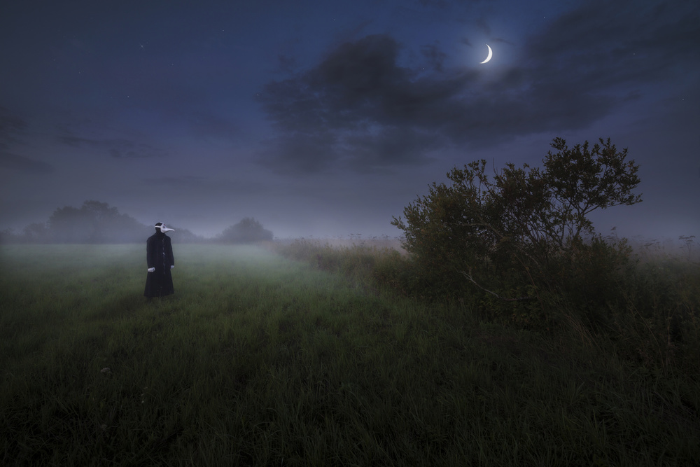 Moonlit Plague Doctor by Mika Suutari — canvas wall art