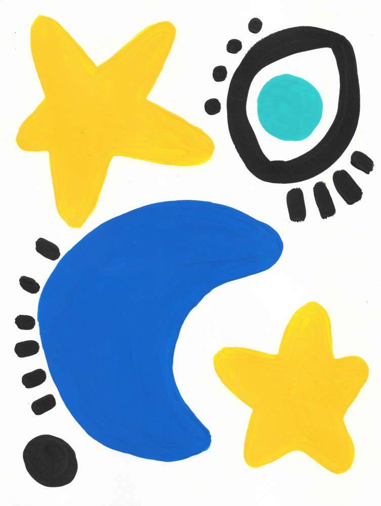 Playful Celestial Shapes by Lerin Freyou — canvas wall art