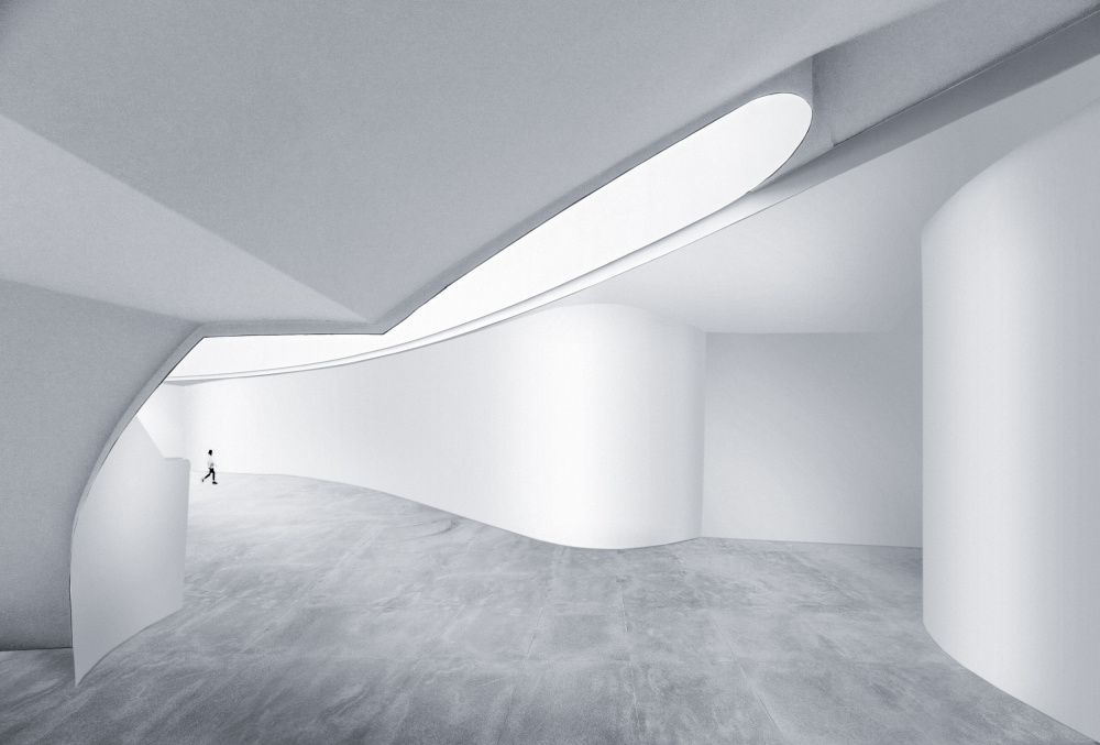 Serene Curved Architecture by Biao Huang — canvas wall art