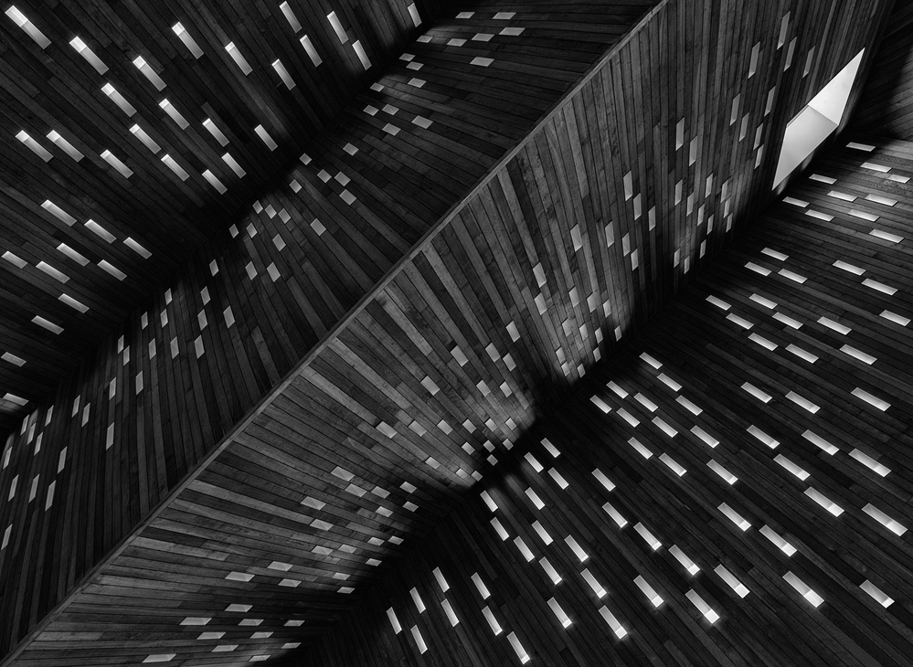 Modern Wood Light Pattern by Luc Stalmans — canvas wall art