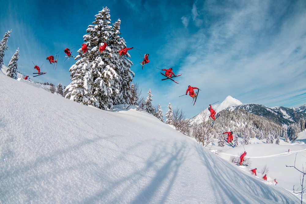 Acrobatic Ski Jumps by Tristan Shu — canvas wall art