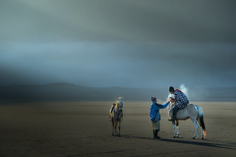 Misty Morning Horsemen by dodyherawan — canvas wall art