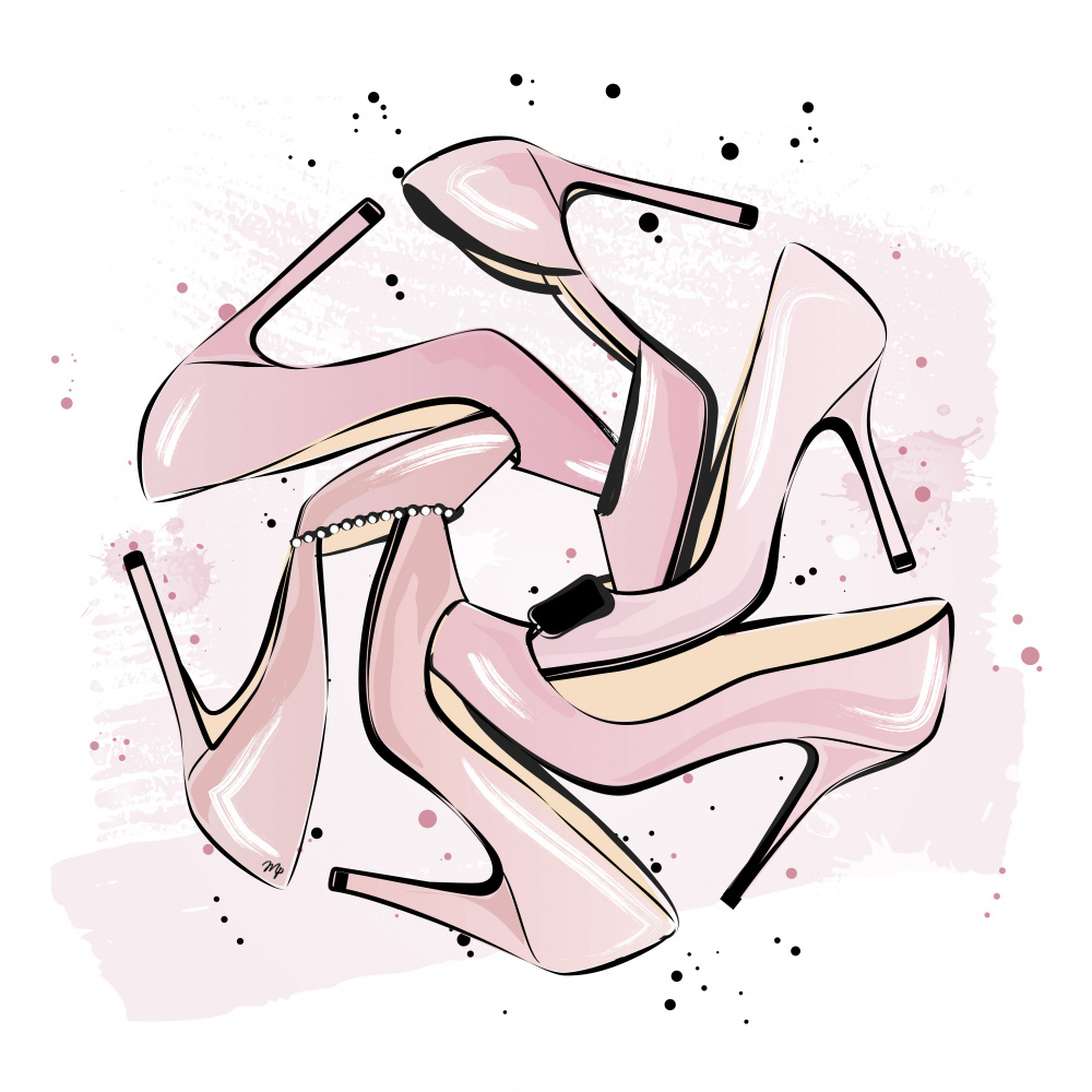Chic Pink Pumps by Martina — canvas wall art