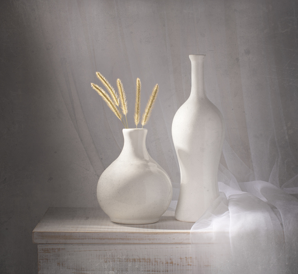 White Vases Soft Light by Margareth Perfoncio — canvas wall art