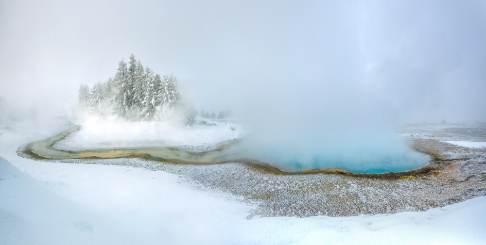 Serene Snowy Thermal Pool by Dianne Mao — canvas wall art
