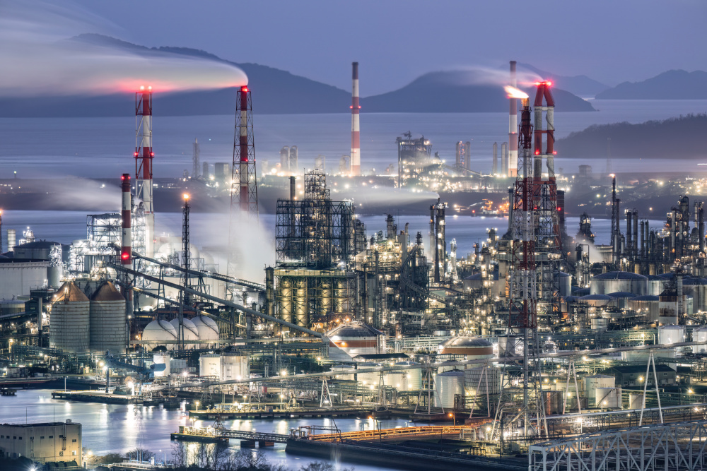 Illuminated Refinery Night by Kobayashi Tetsurou — canvas wall art