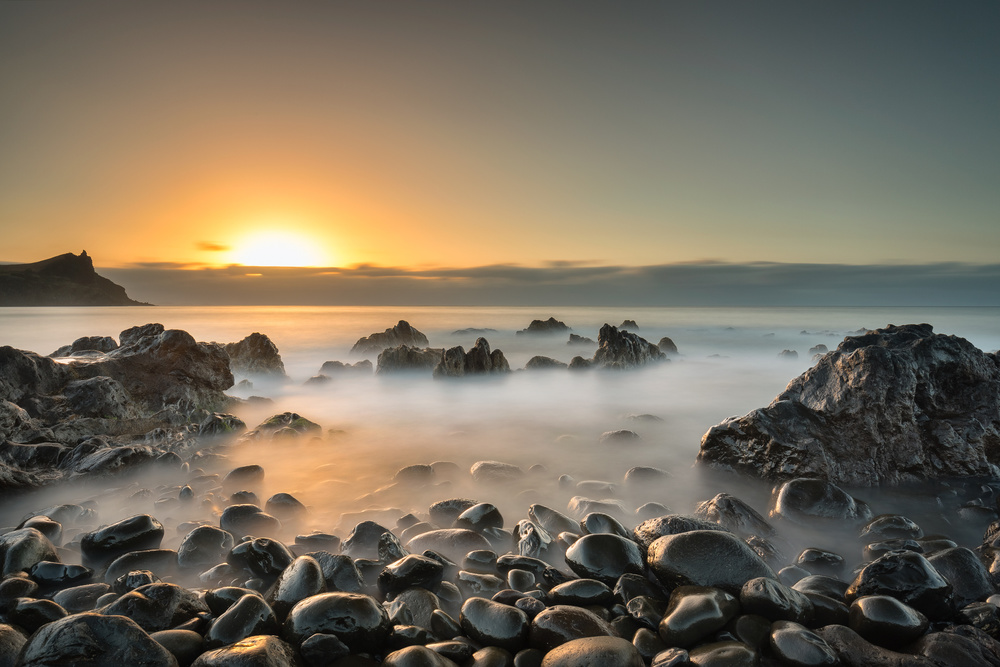 Golden Hour Rocky Coast by Rafal R. Nebelski — canvas wall art