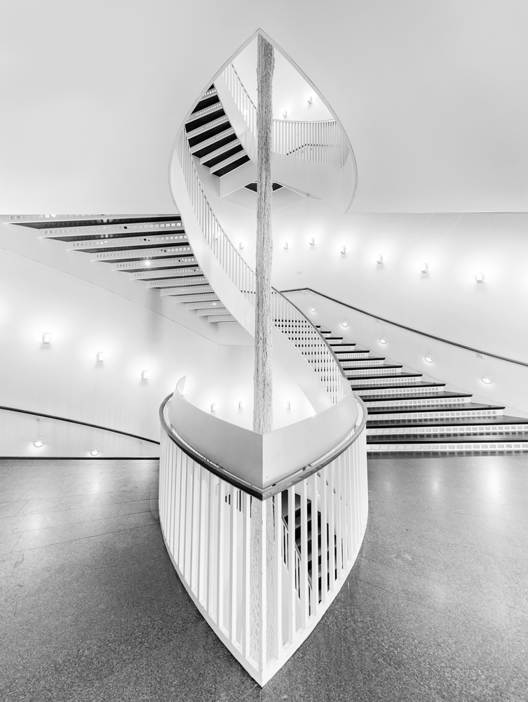 White Boat Staircase by Henry Zhao — canvas wall art