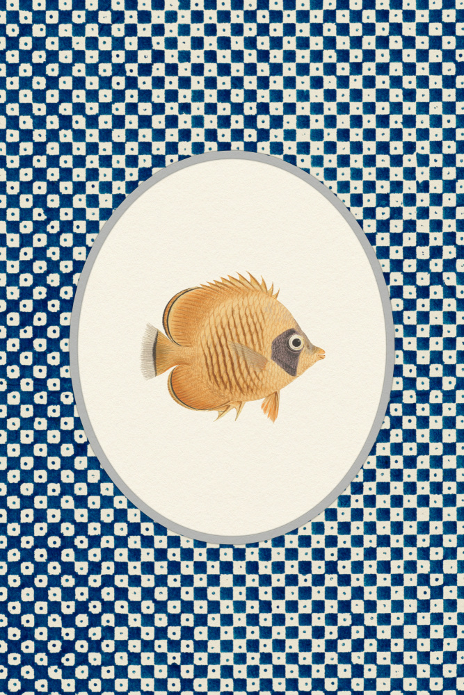 Tropical Fish Indigo Pattern by Wild Violets — canvas wall art