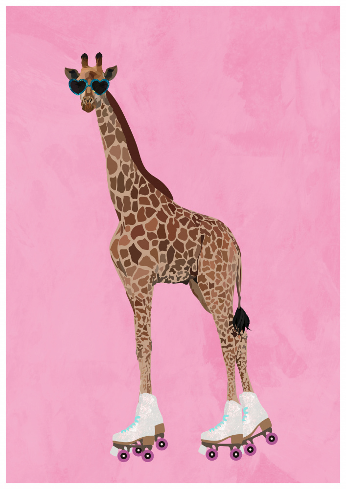 Cool Giraffe Roller Skates by Sarah Manovski — canvas wall art
