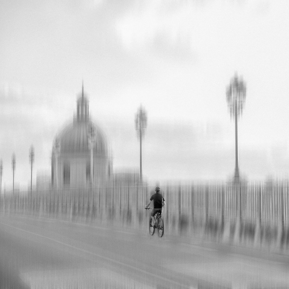 City Cyclist Motion by Oussama Mazouz — canvas wall art