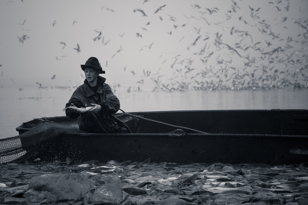 Young Fisherman's Catch by Robert Adamec — canvas wall art