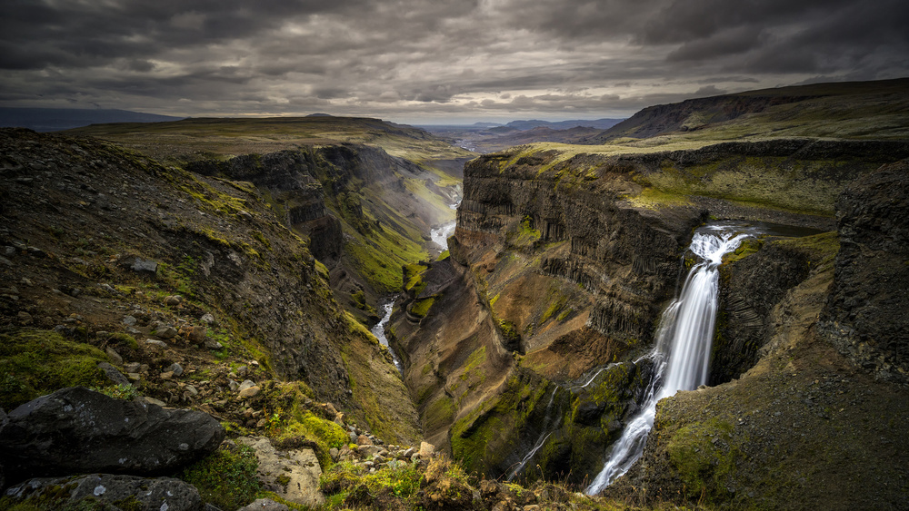 Dramatic Canyon Waterfall by Álvaro Pérez &amp Jose M. Pérez. Brothers — canvas wall art