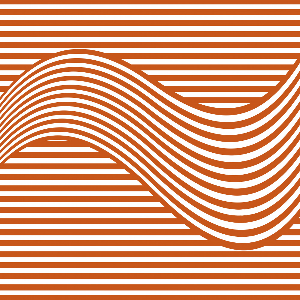 Flowing Orange Geometric Stripes by Carlos Perez Del Moro — canvas wall art