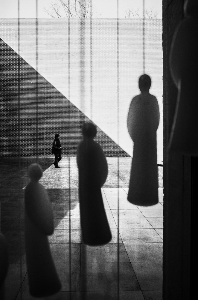 Solitary Figure Geometric Light by Parole Kim — canvas wall art