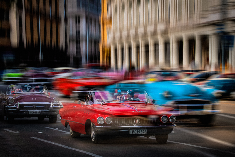 Classic Cars in Motion by Serena Duan — canvas wall art