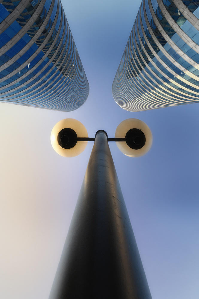 Urban Lamp Skyward View by Akira TAKAUE — canvas wall art