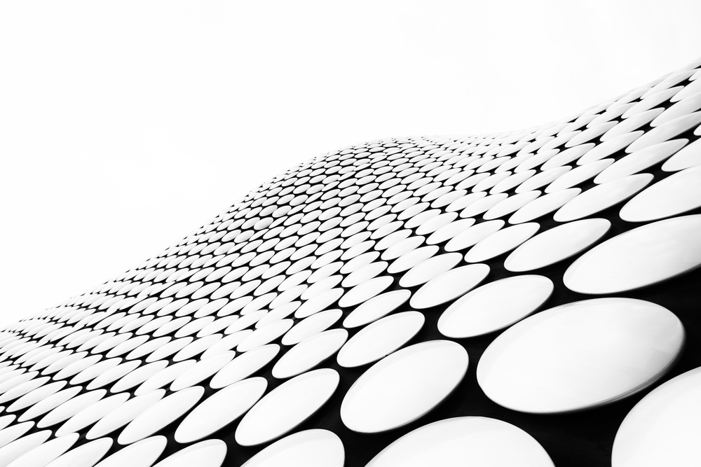 Rhythmic White Circles by Dr. Roland Shainidze — canvas wall art