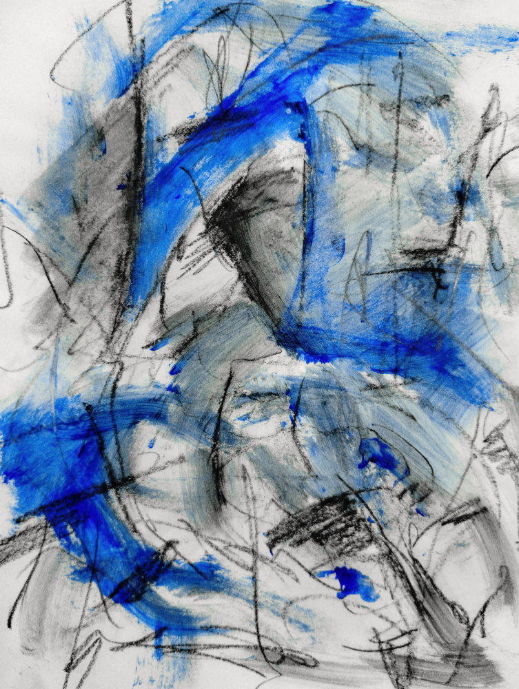 Blue Grey Abstract Strokes by Michael Cross — canvas wall art