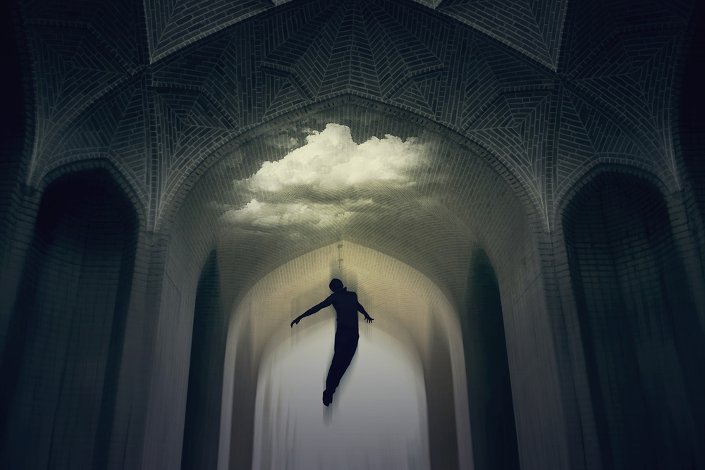 Man Ascending Arches by Asef Azimaie — canvas wall art