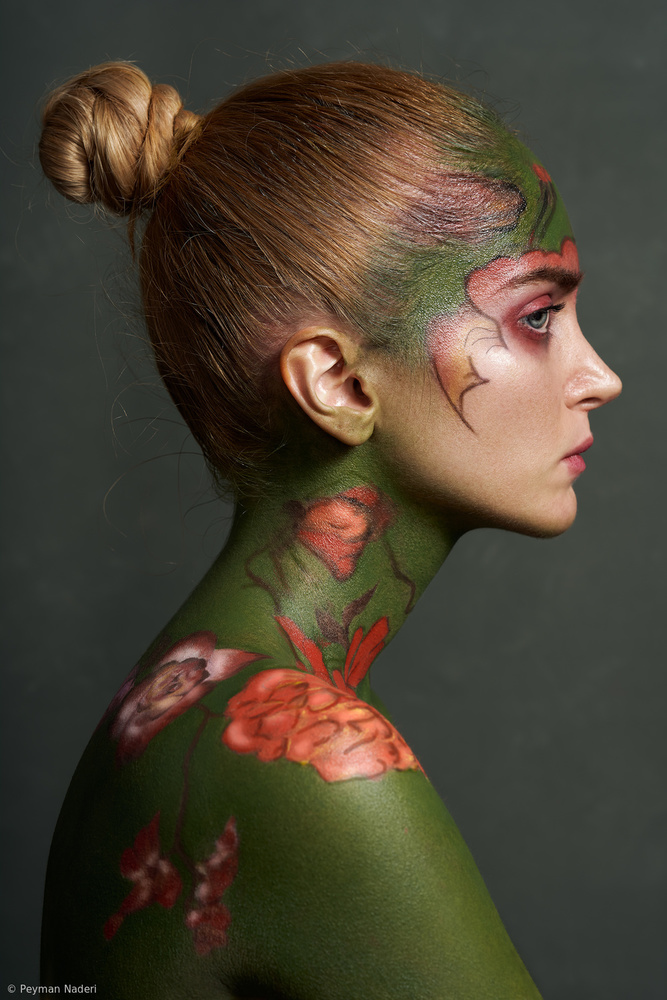 Green Floral Woman by Peyman Naderi — canvas wall art