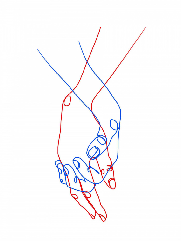 Holding Hands Line Art by Hanna Lee Tidd — canvas wall art