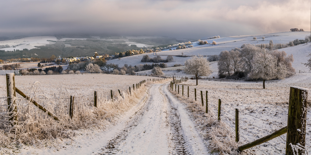 Snowy Country Path by Erik Proper — canvas wall art
