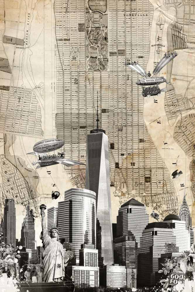 Vintage New York City Map by Simon Goggin — canvas wall art
