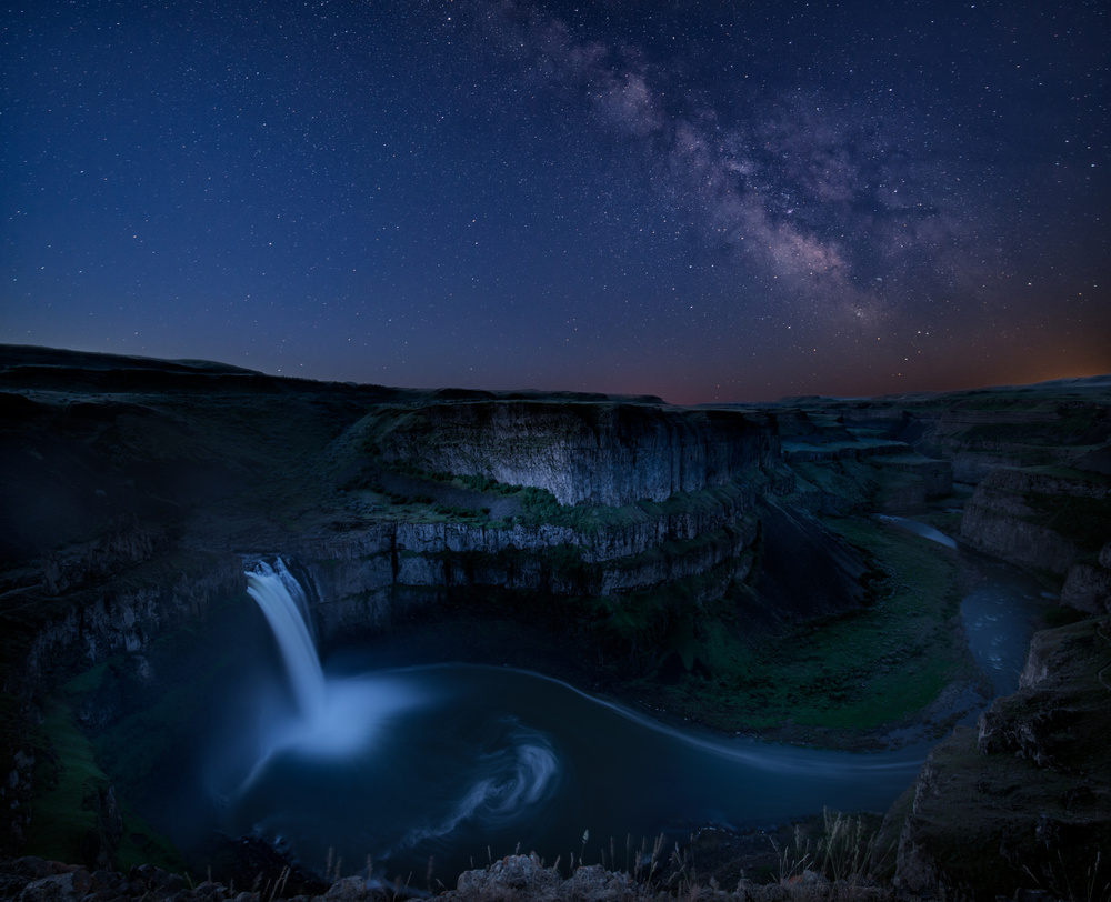 Milky Way Waterfall by menghuailin — canvas wall art