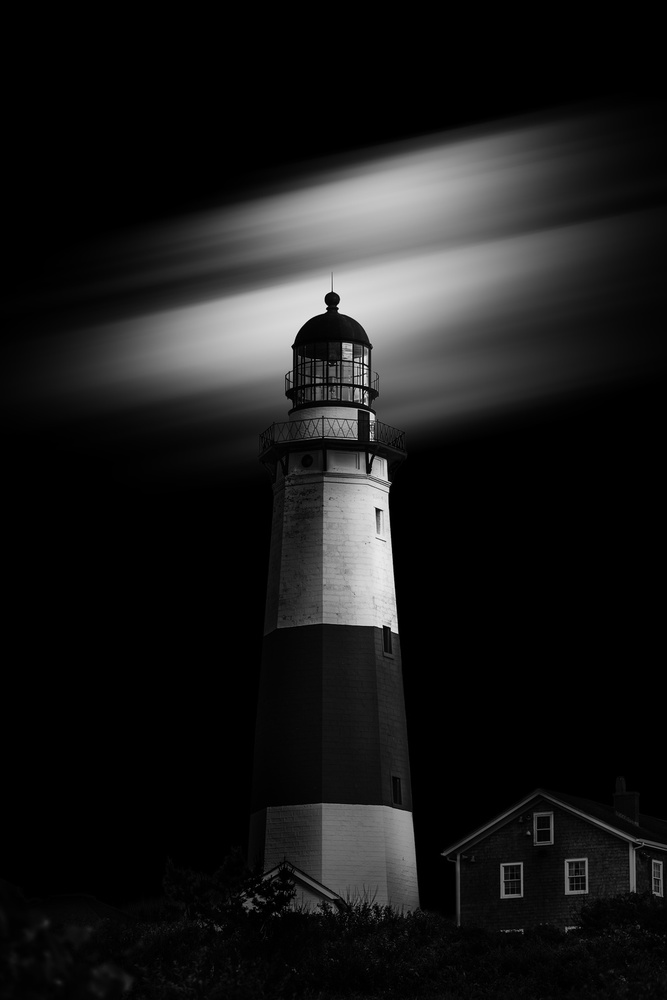 Solitary Night Lighthouse by Jackson Carvalho — canvas wall art