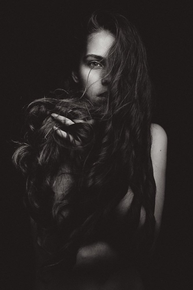Mysterious Woman Portrait by Martin Krystynek MQEP — canvas wall art