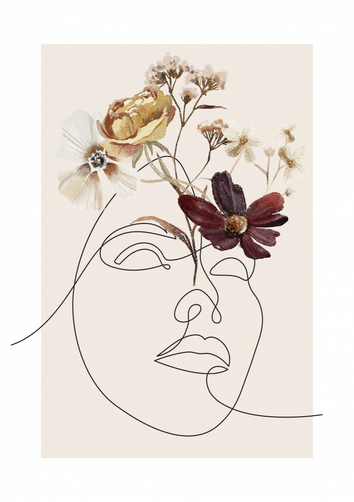 Floral Line Face by Lila & Lola — canvas wall art