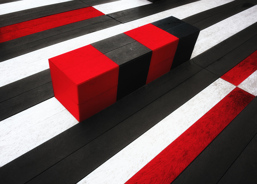 Bold Geometric Red Blocks by Harry Verschelden — canvas wall art
