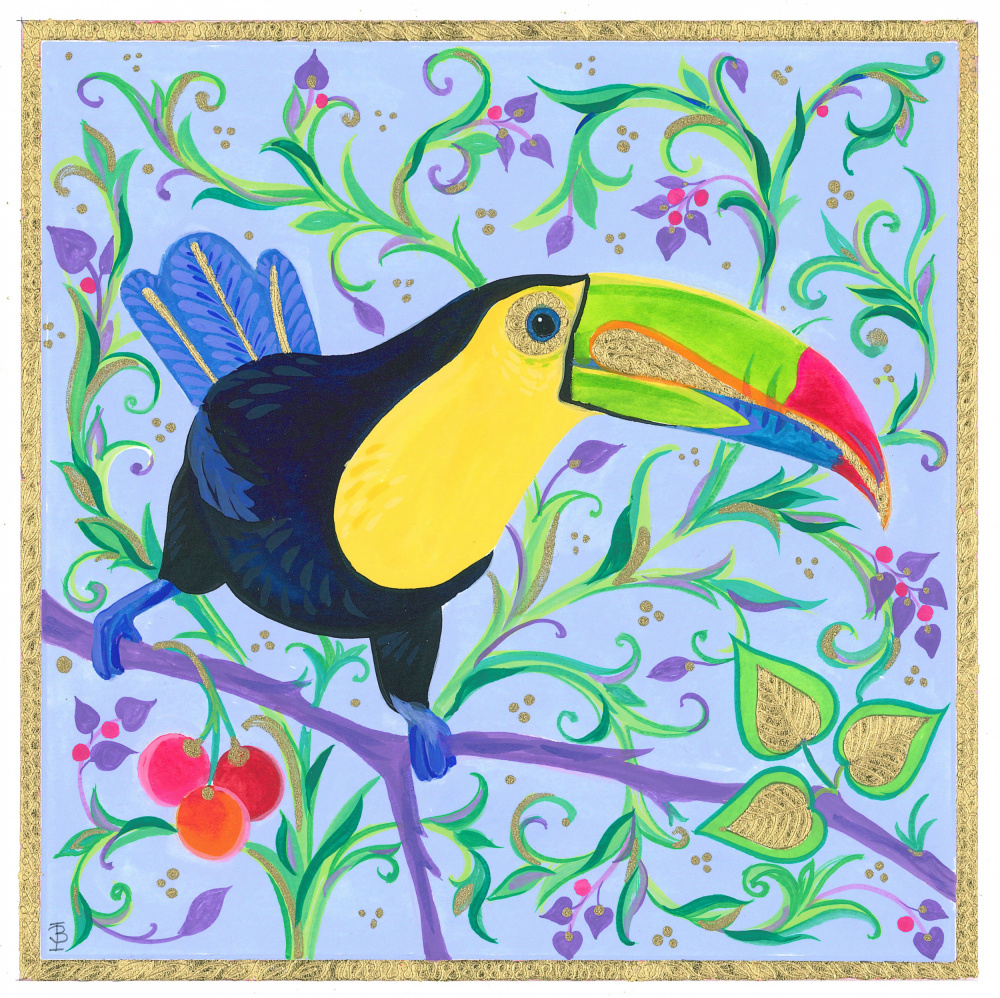 Colorful Beak Perched On A Branch by Isabelle Brent — canvas wall art
