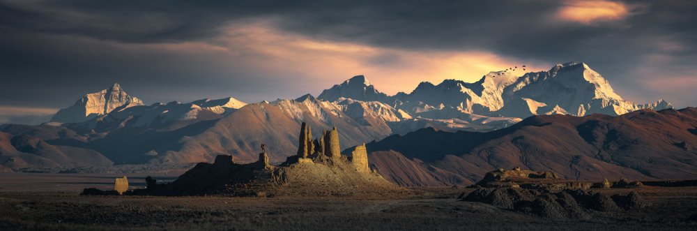 Mountain Peaks and Ancient Ruins by Selions(陈磊) — canvas wall art
