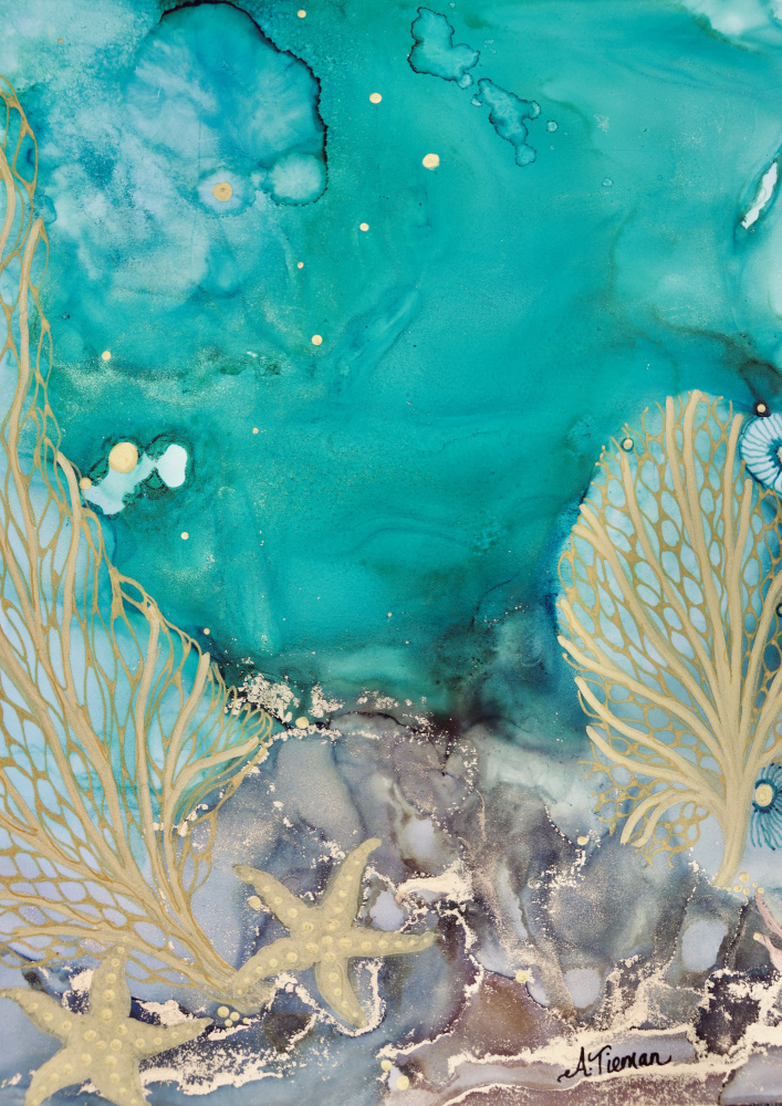 Golden Ocean Starfish by Amy Tieman — canvas wall art