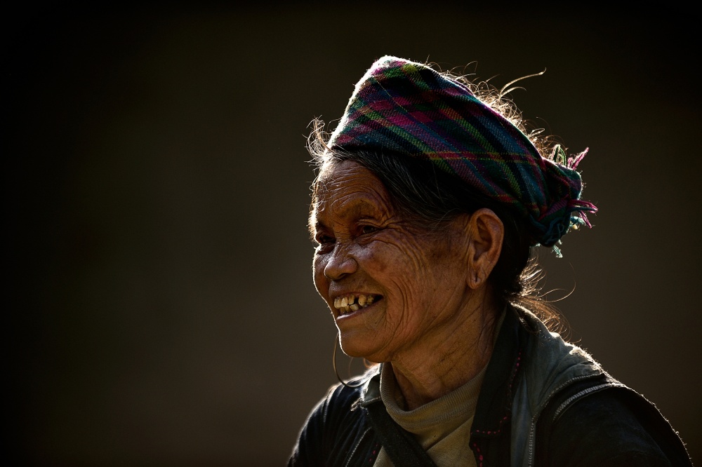 Joyful Elderly Woman by Vichaya — canvas wall art