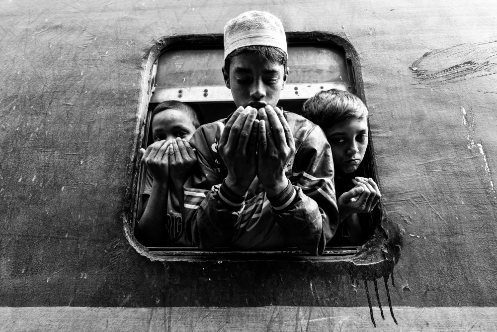 Boys Praying in Window by Azim Khan Ronnie — canvas wall art