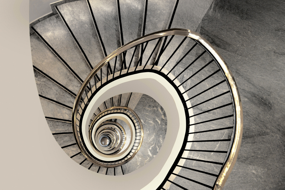 Golden Spiral Staircase by Jorge Pimenta — canvas wall art