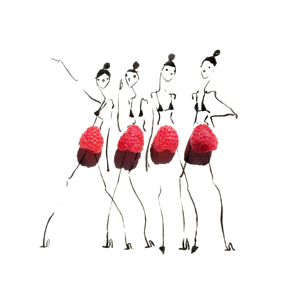 Raspberry Fashion Girls by Gretchen Roehrs — canvas wall art