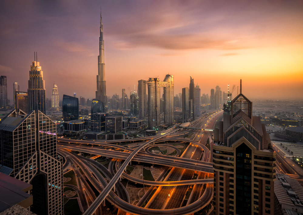 Dubai Evening Glow by Álvaro Pérez &amp Jose M. Pérez. Brothers — canvas wall art