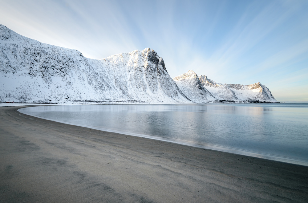 Snowy Mountain Coast by Ann Cornelis — canvas wall art