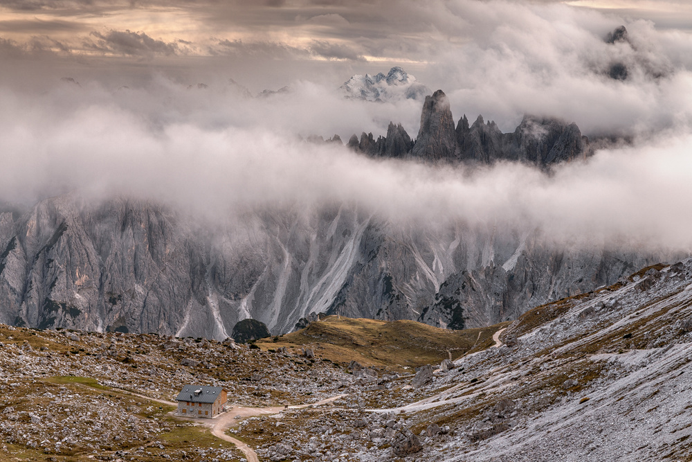 Misty Mountain Hut by TONY GORAN — canvas wall art