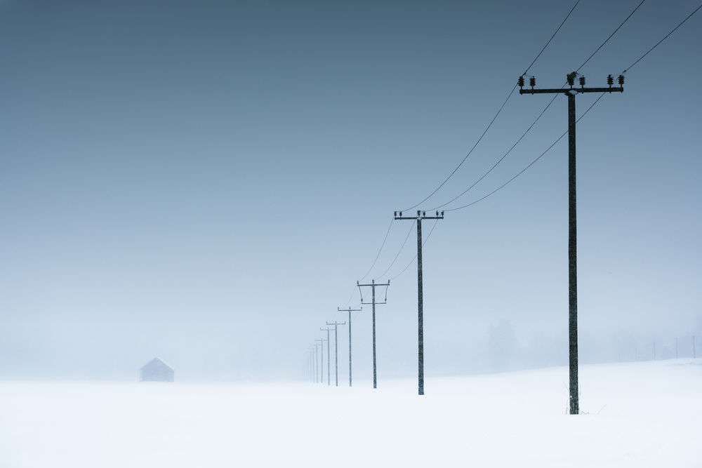 Snowy Utility Poles by Alexej Schulz — canvas wall art