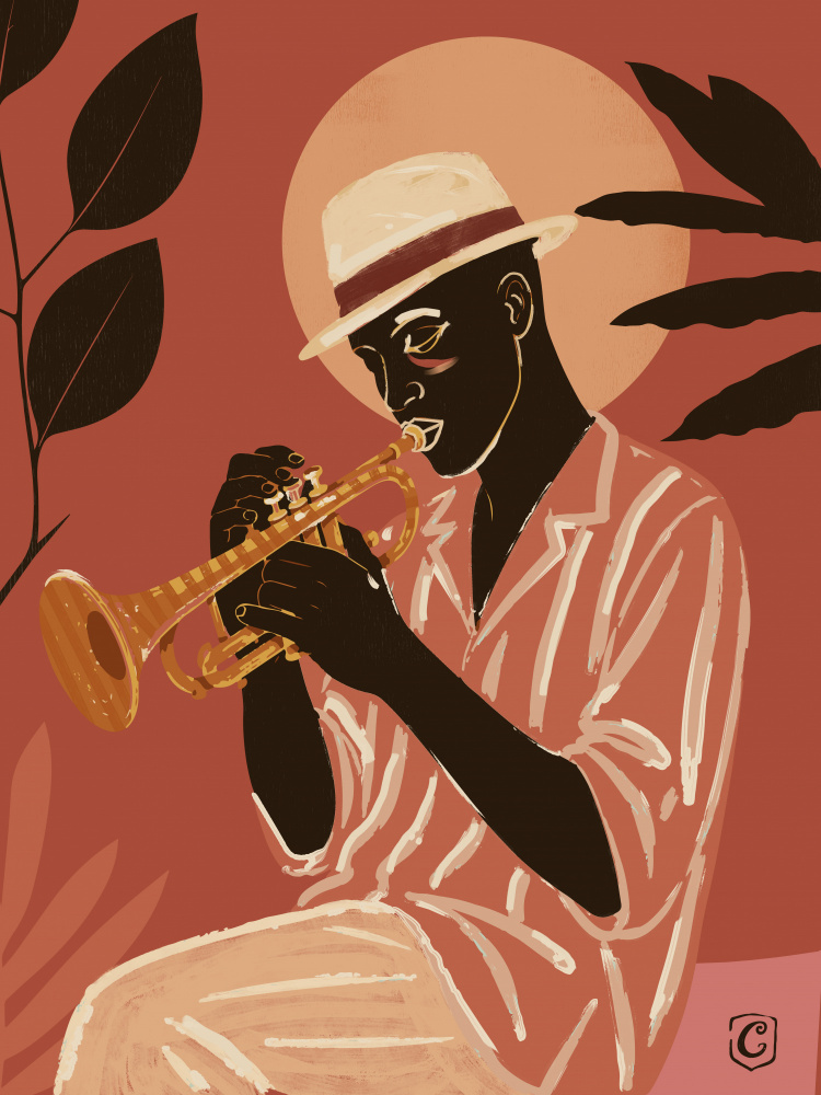 Soulful Jazz Trumpeter by Cannavaro — canvas wall art