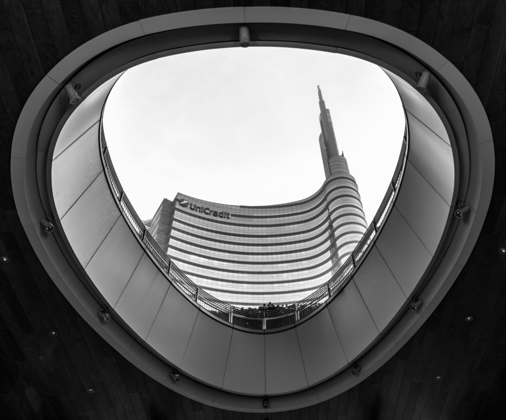 Framed Skyscraper View by Marco Galimberti — canvas wall art